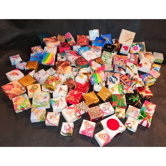 110 Assorted Holiday Gift Wrap Miniature Boxes Special Occasions Festive Packagi - Picture 1 of 11